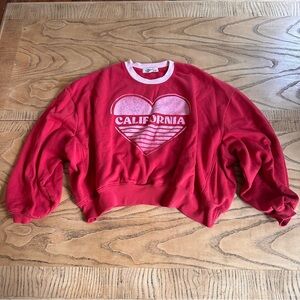 ❤️Red CALIFORNIA Cropped & Loose Fleece Sweatshirt by Vinyl Icons❤️ Size Medium
